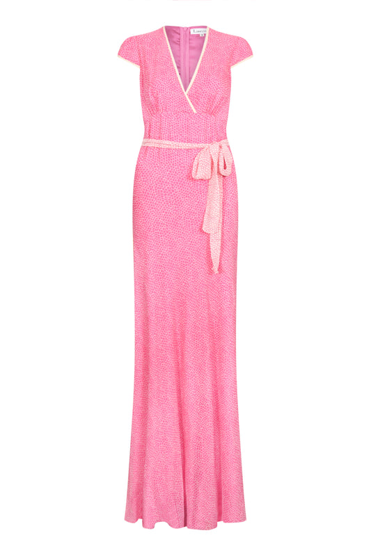 LONG WILLOW DRESS | PINK ORGANIC PRINTED SILK CHIFFON