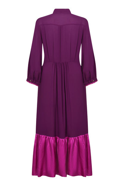 LONGER ANASTASIA DRESS | AUGBERGINE SILK GEORGETTE
