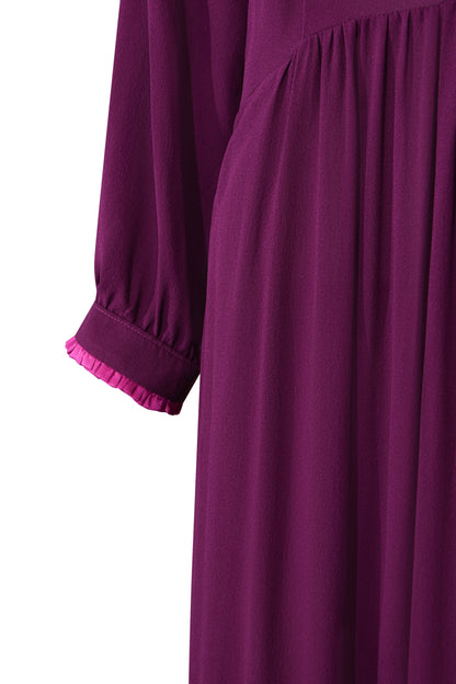 LONGER ANASTASIA DRESS | AUGBERGINE SILK GEORGETTE