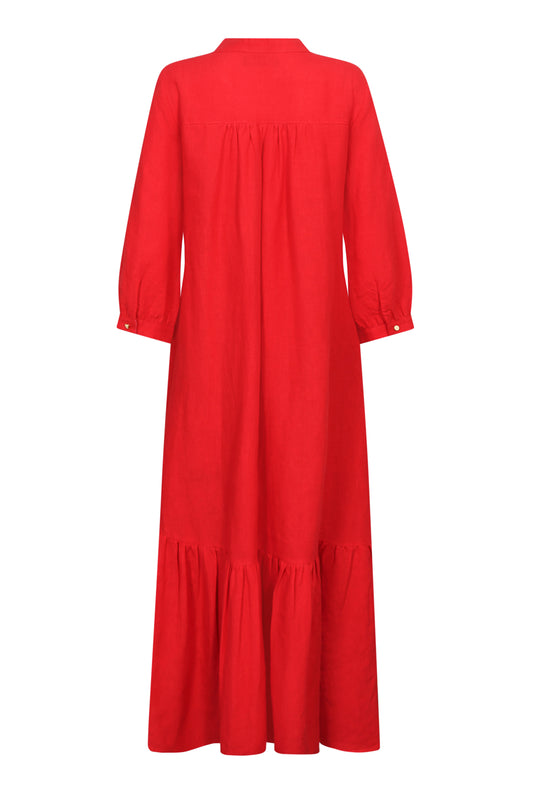 LONGER CLAUDE DRESS | RED LINEN
