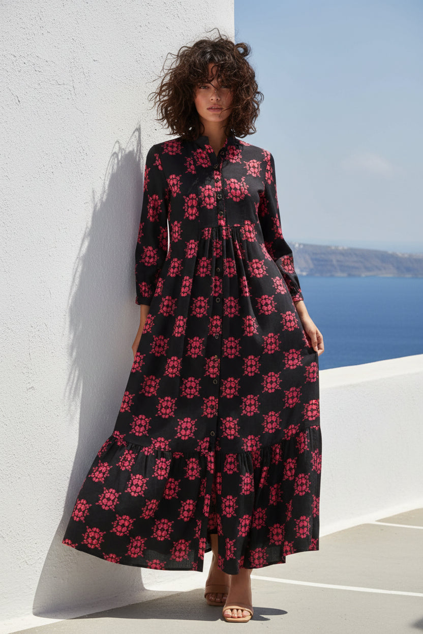 LONGER CLAUDE DRESS | KALEIDOSCOPE BLOOM COTTON