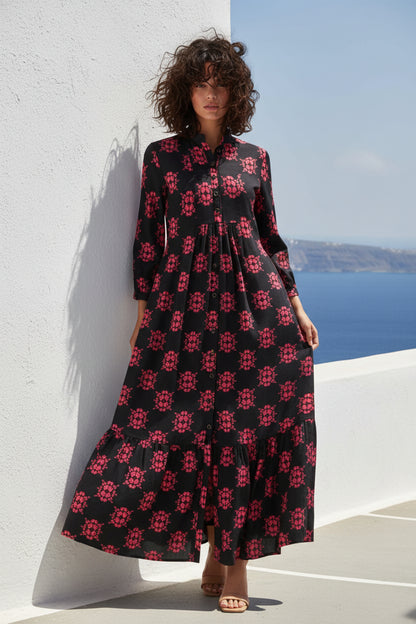 LONGER CLAUDE DRESS | KALEIDOSCOPE BLOOM COTTON