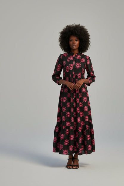 LONGER CLAUDE DRESS | KALEIDOSCOPE BLOOM COTTON