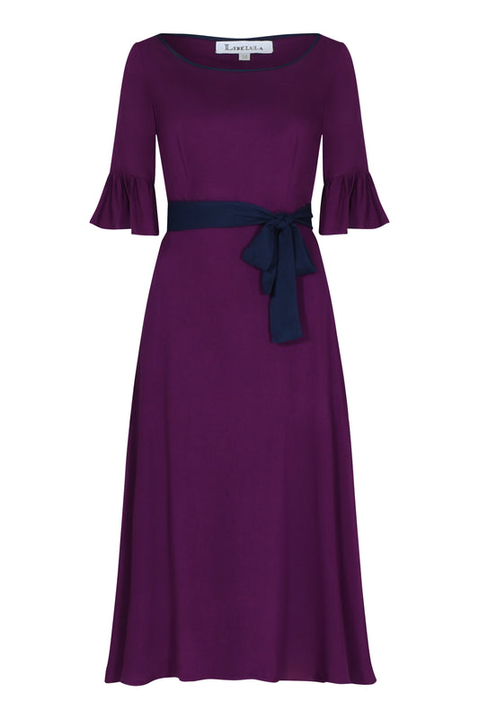 MIDI BEAROB DRESS | AUBERGINE RAYON