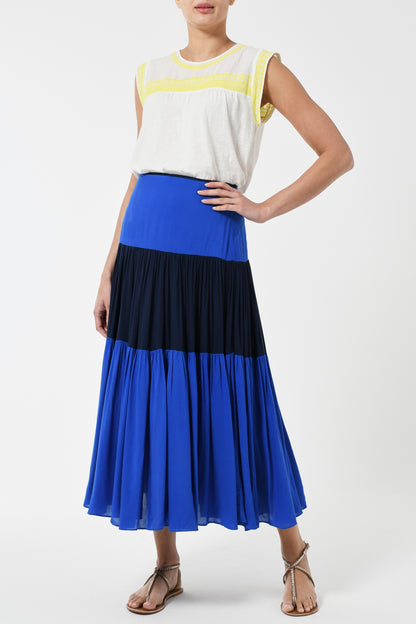 MIDI EMMA SKIRT | BLOCK COLOUR RAYONS