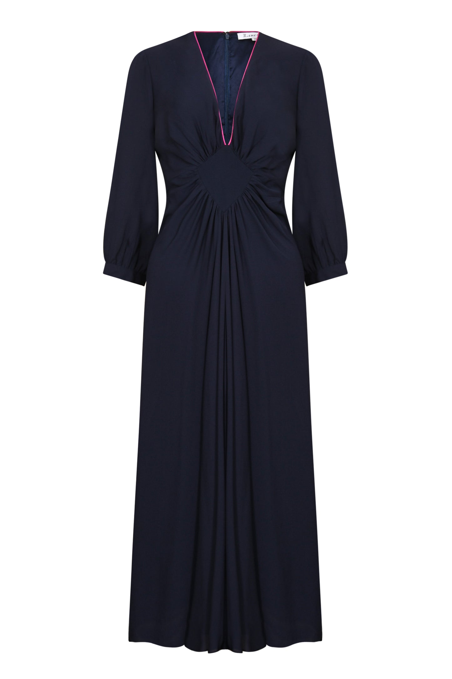 MIDI JESSIE DRESS | NAVY SILK GEORGETTE