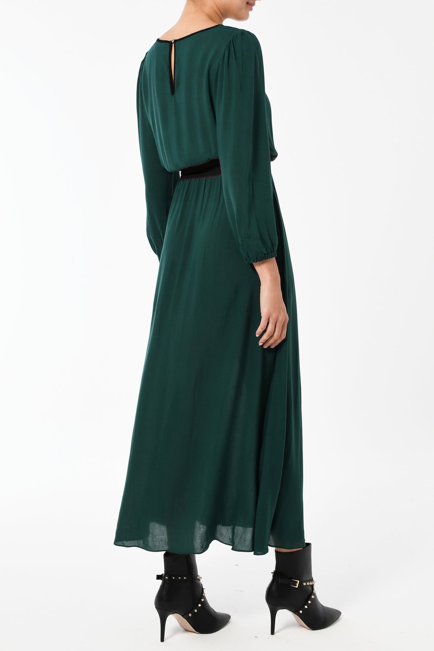 MIDI JOJO DRESS | BOTTLE GREEN RAYON