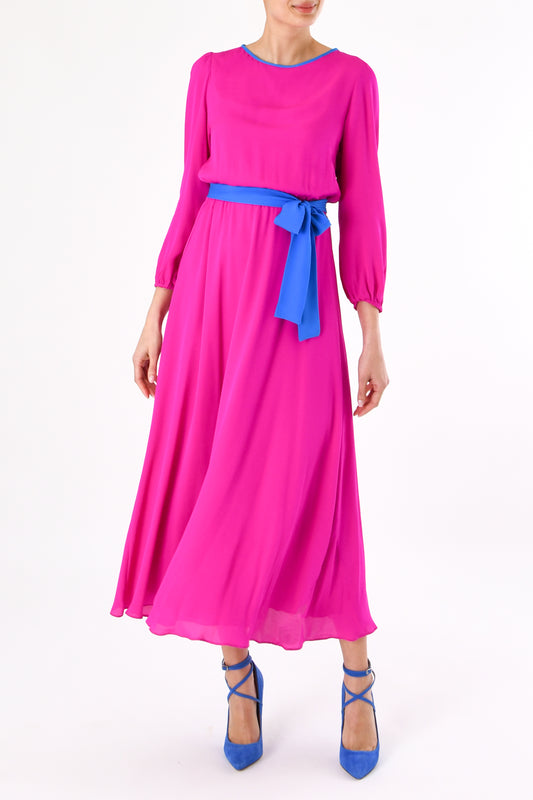 MIDI JOJO DRESS | HOT PINK SILK