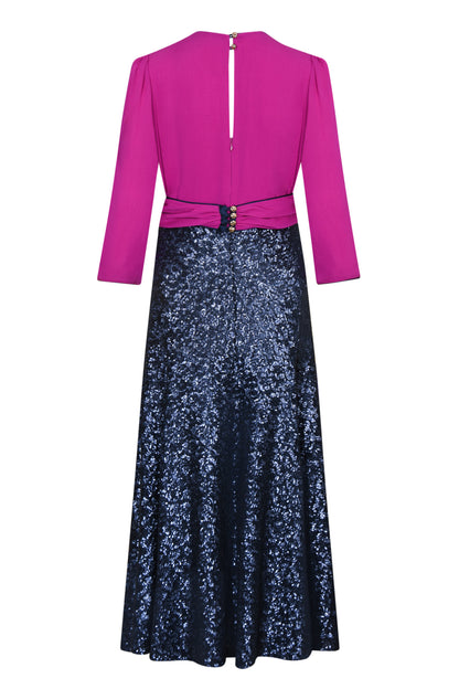 MIDI MILLIE DRESS | SEQUINS AND SILK