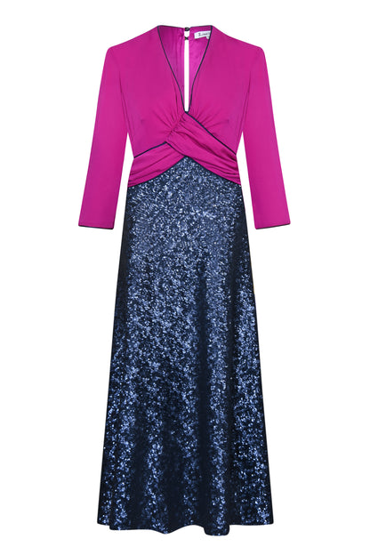 MIDI MILLIE DRESS | SEQUINS AND SILK