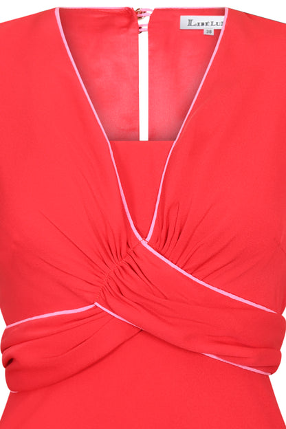 MIDI MILLIE DRESS | SUMMER RED SILK GEORGETTE