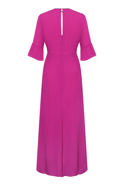 MIDI TAMARA DRESS | AMETHYST SILK GEORGETTE