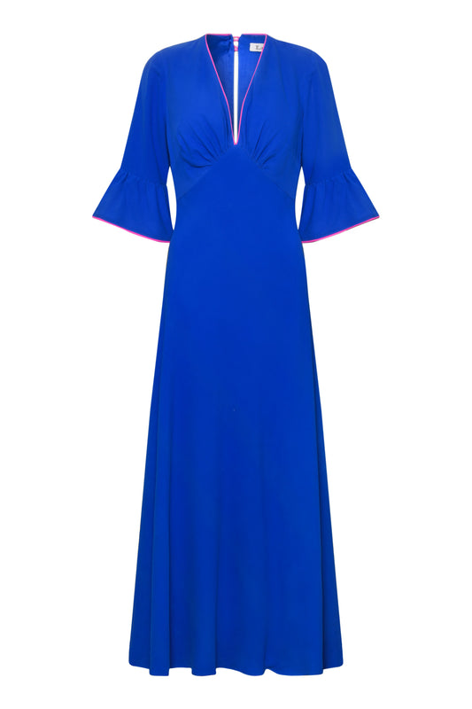 MIDI TAMARA DRESS | BRIGHT BLUE SILK FUJI