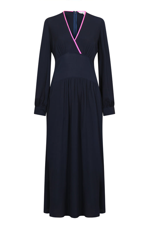 MIDI WILLREB DRESS | NAVY SILK GEORGETTE