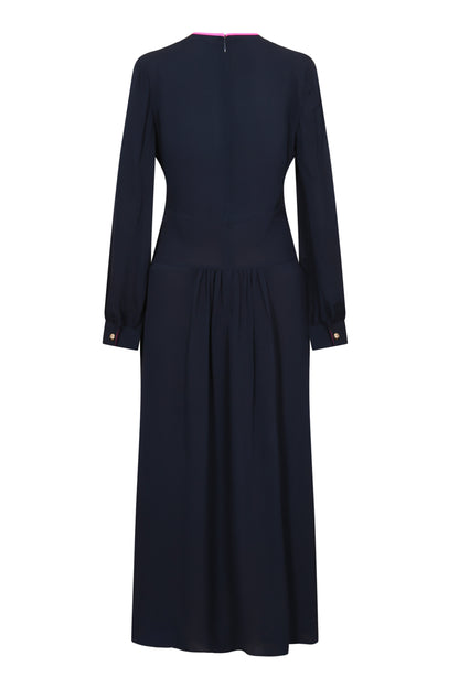 MIDI WILLREB DRESS | NAVY SILK GEORGETTE