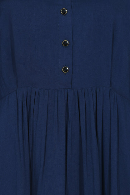 SHORT ANASTASIA DRESS | PLAIN NAVY RAYON
