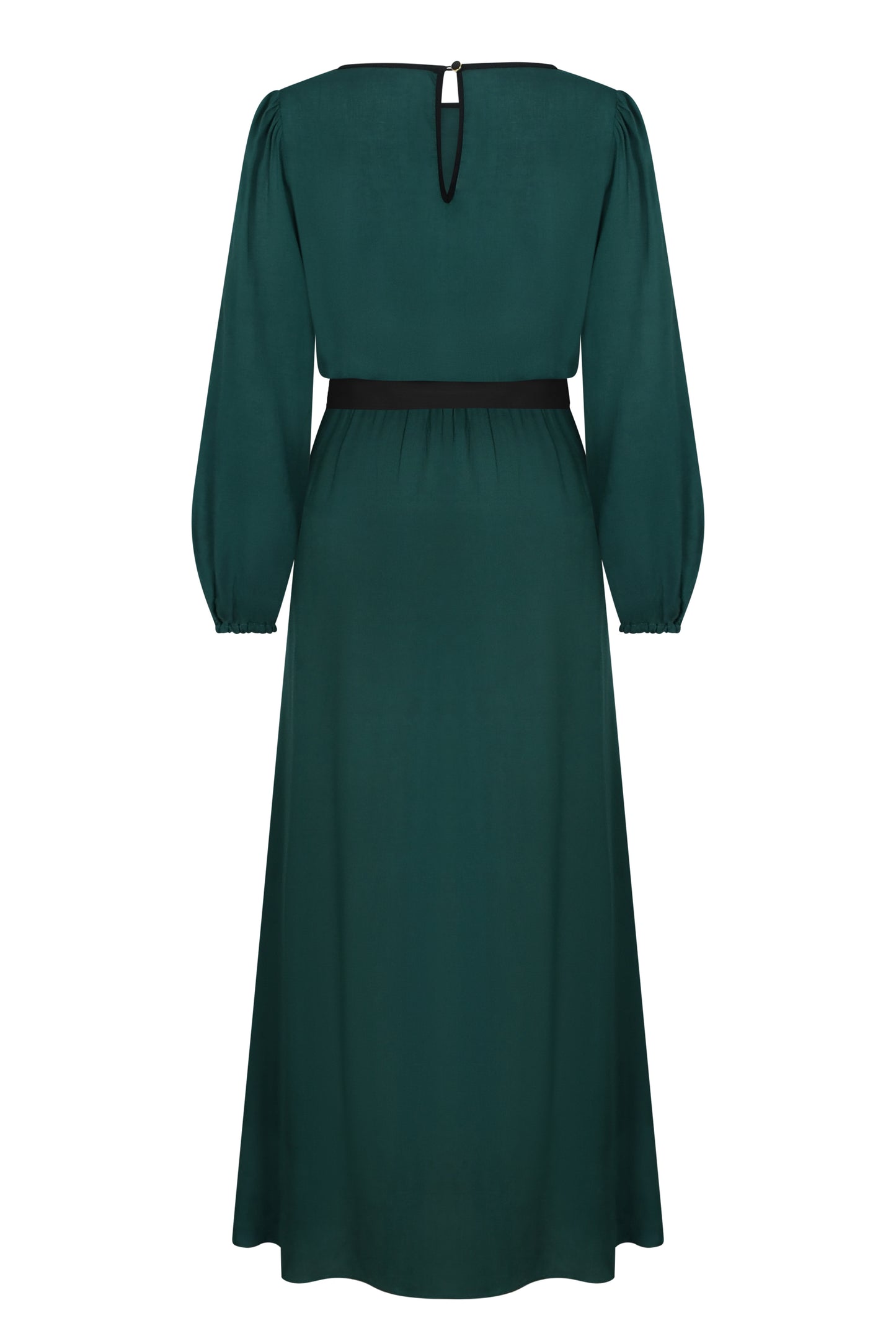 MIDI JOJO DRESS | BOTTLE GREEN RAYON