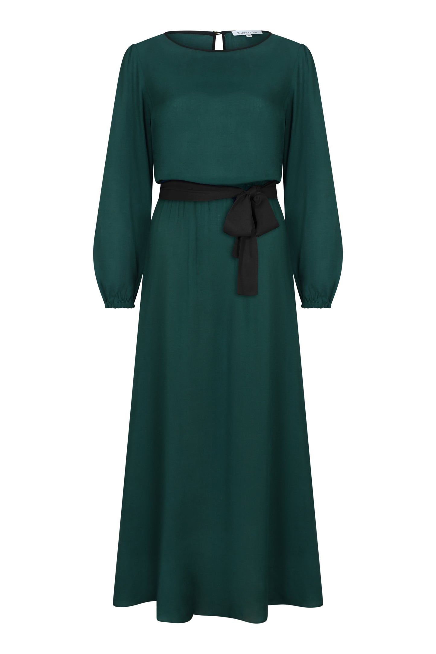 MIDI JOJO DRESS | BOTTLE GREEN RAYON