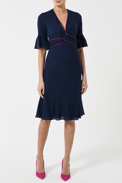 MILLIE DRESS | NAVY SILK GEORGETTE
