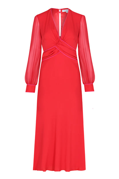 MILLIE DRESS | RED SILK GEORGETTE