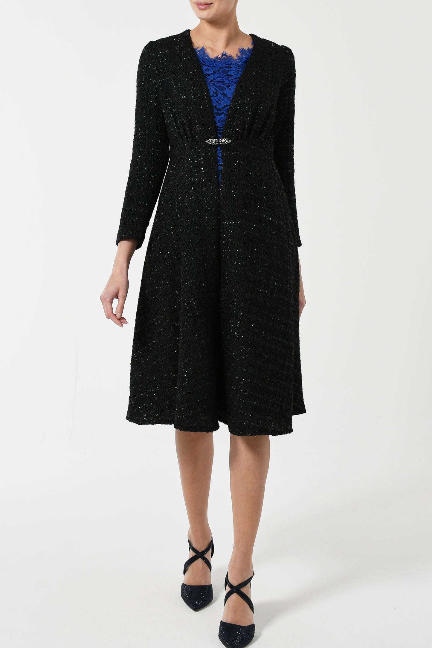 NEW DULWICH COAT | BLACK SPARKLE BOUCLE