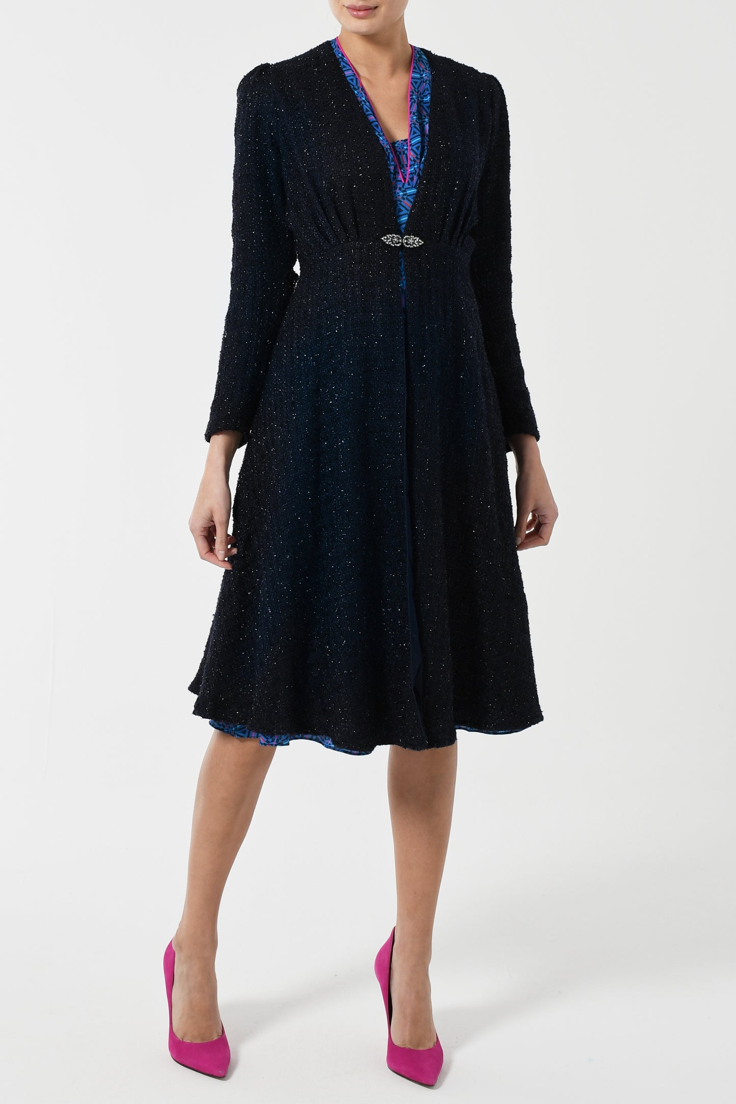 NEW DULWICH COAT | NAVY SPARKLE BOUCLE