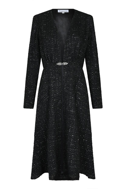 NEW DULWICH COAT | BLACK SPARKLE BOUCLE