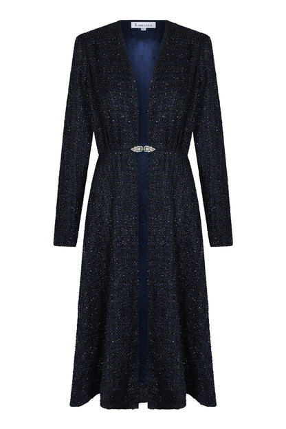 NEW DULWICH COAT | NAVY SPARKLE BOUCLE