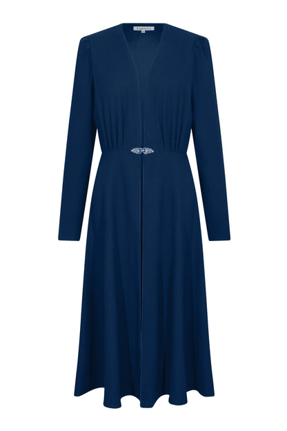 NEW DULWICH COAT | NAVY WOOL CREPE