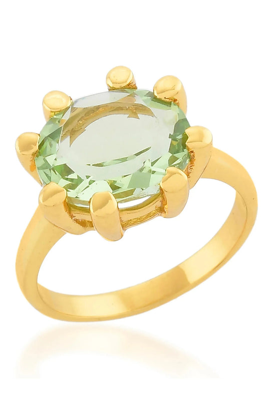 LIGHT GREEN OVAL CLAW RING