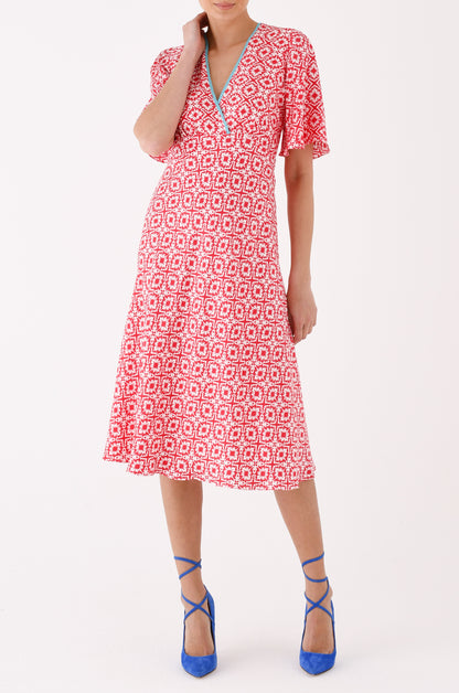 OLIVIA DRESS | RED XOX SILK TWILL