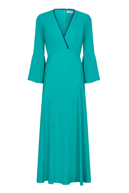 MIDI OLIVIA DRESS | TURQUOISE RAYON