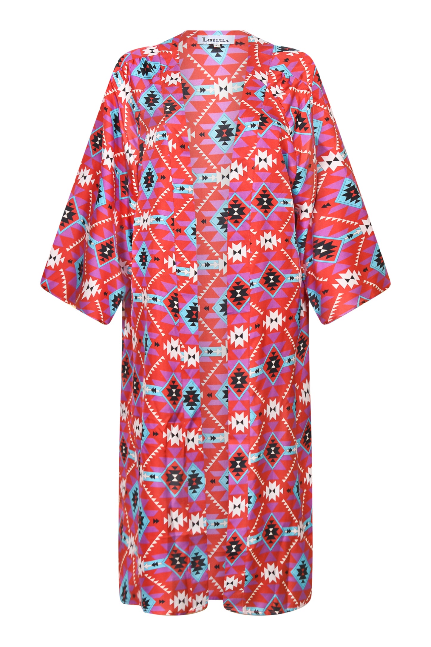 KIMONO | RED GEOTRI SILK TWILL