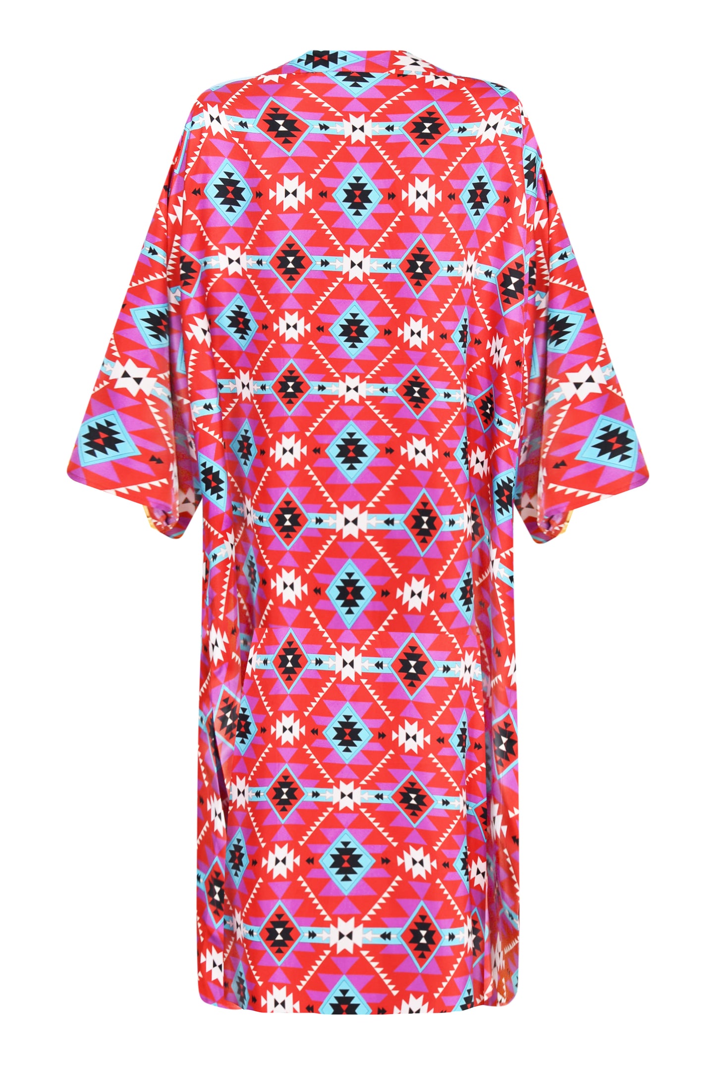 KIMONO | RED GEOTRI SILK TWILL