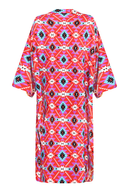 KIMONO | RED GEOTRI SILK TWILL