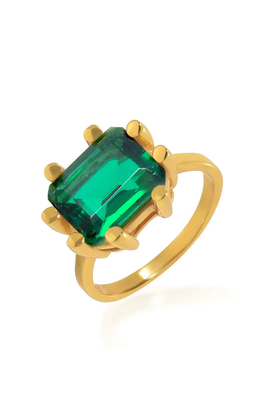 EMERALD RECTANGULAR CLAW RING