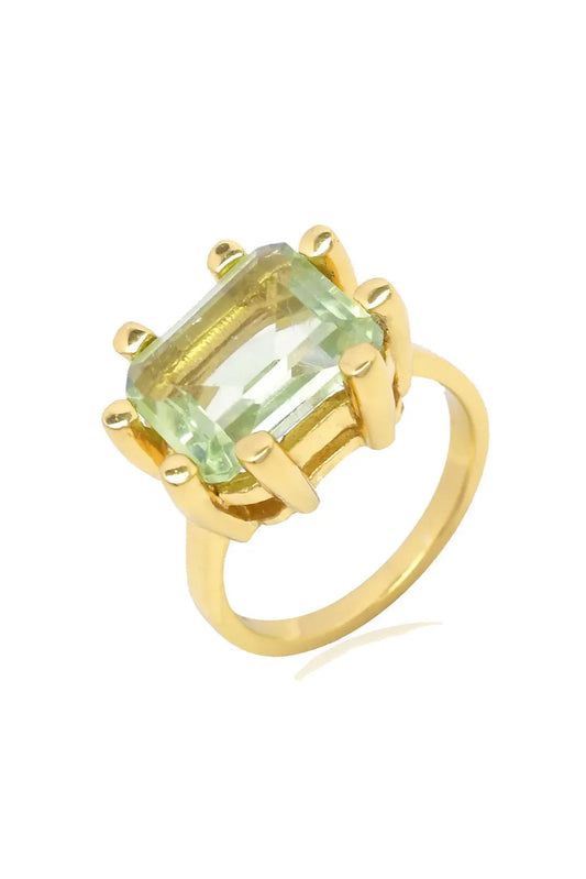 RECTANGULAR CLAW RING | SOFT GREEN