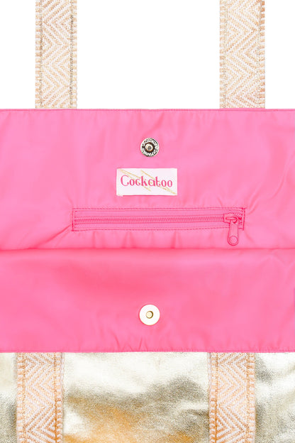 SHEENY GOLD BEACH BAG - Cockatoo