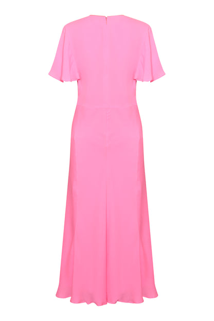 MIDI TAMMIM DRESS | PARTY PINK SILK GEORGETTE