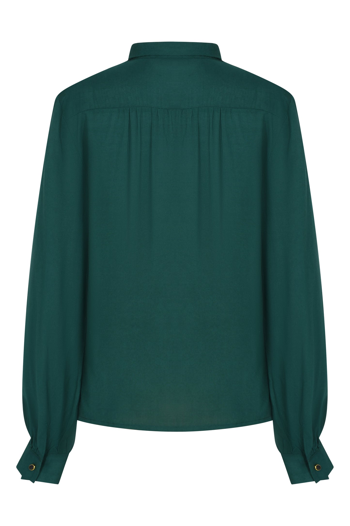 TIE NECK BLOUSE | BOTTLE GREEN RAYON