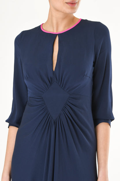 TILJES DRESS | NAVY SILK GEORGETTE