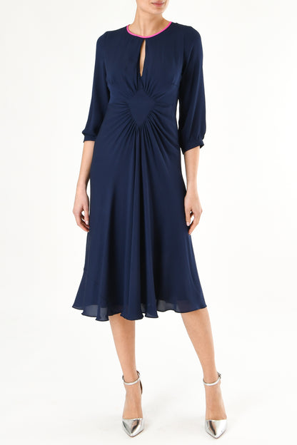 TILJES DRESS | NAVY SILK GEORGETTE