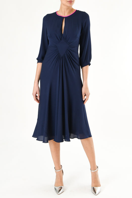 TILJES DRESS | NAVY SILK GEORGETTE