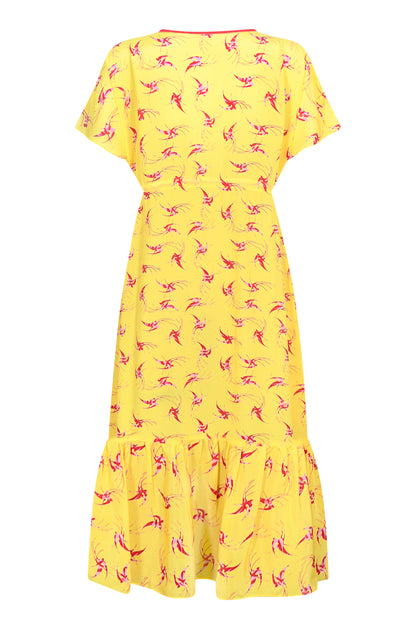 LONGER VIOLET DRESS | LOVEBIRDS PRINT