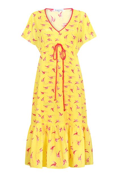 LONGER VIOLET DRESS | LOVEBIRDS PRINT