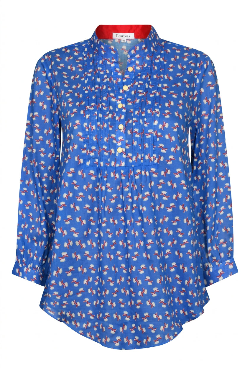 DELPHINE TOP | BLUE MINI HIAWATHA COTTON