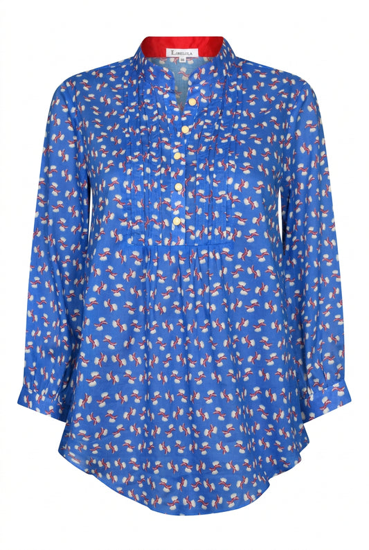 DELPHINE TOP | BLUE MINI HIAWATHA COTTON