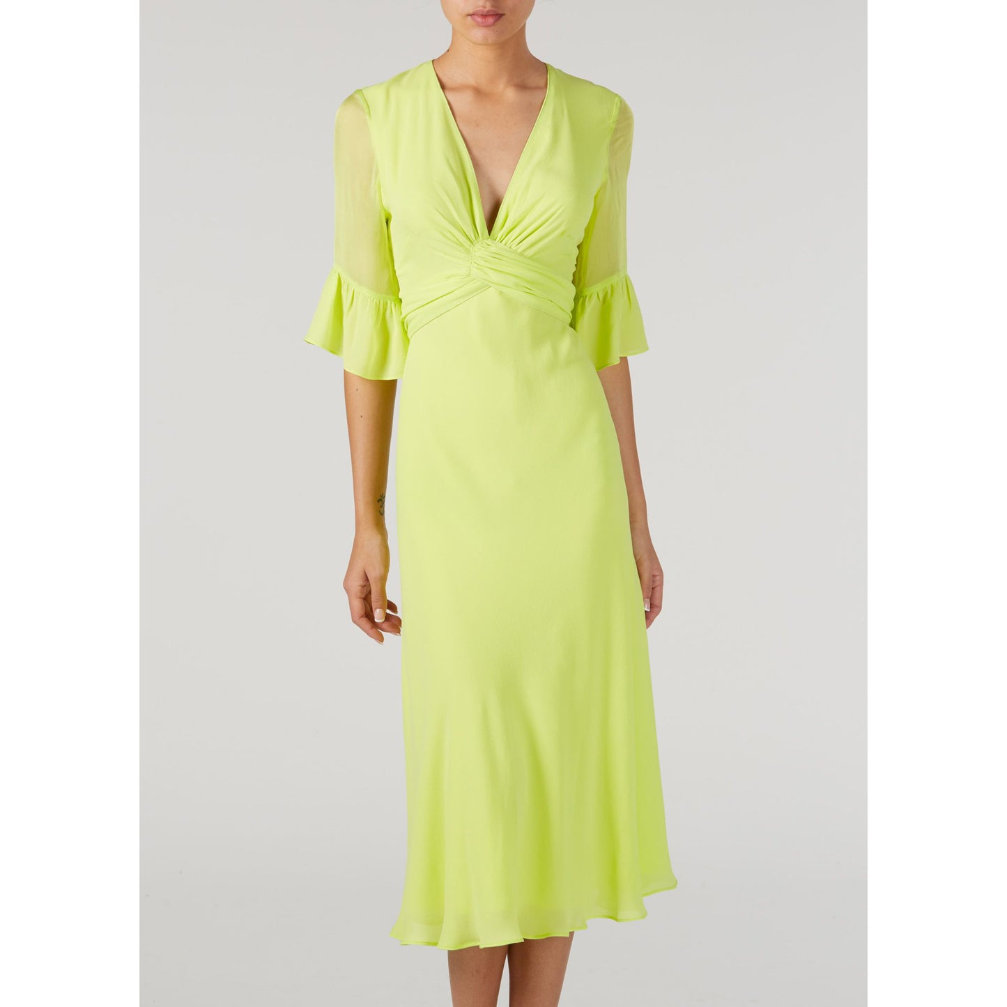 MILLIE DRESS | FLURO YELLOW SILK GEORGETTE
