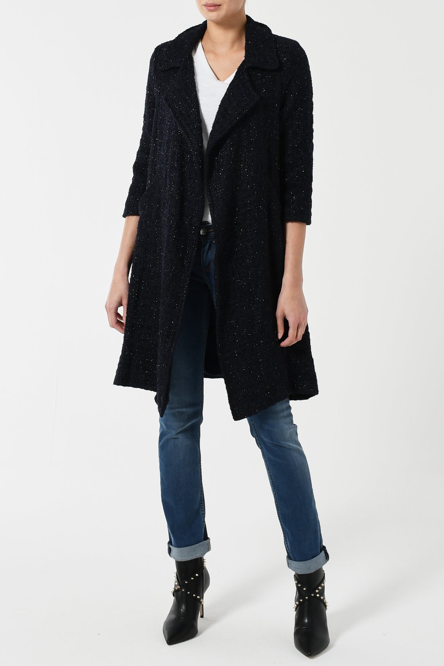 WOOLHAMPTON COAT | NAVY SPARKLE BOUCLE