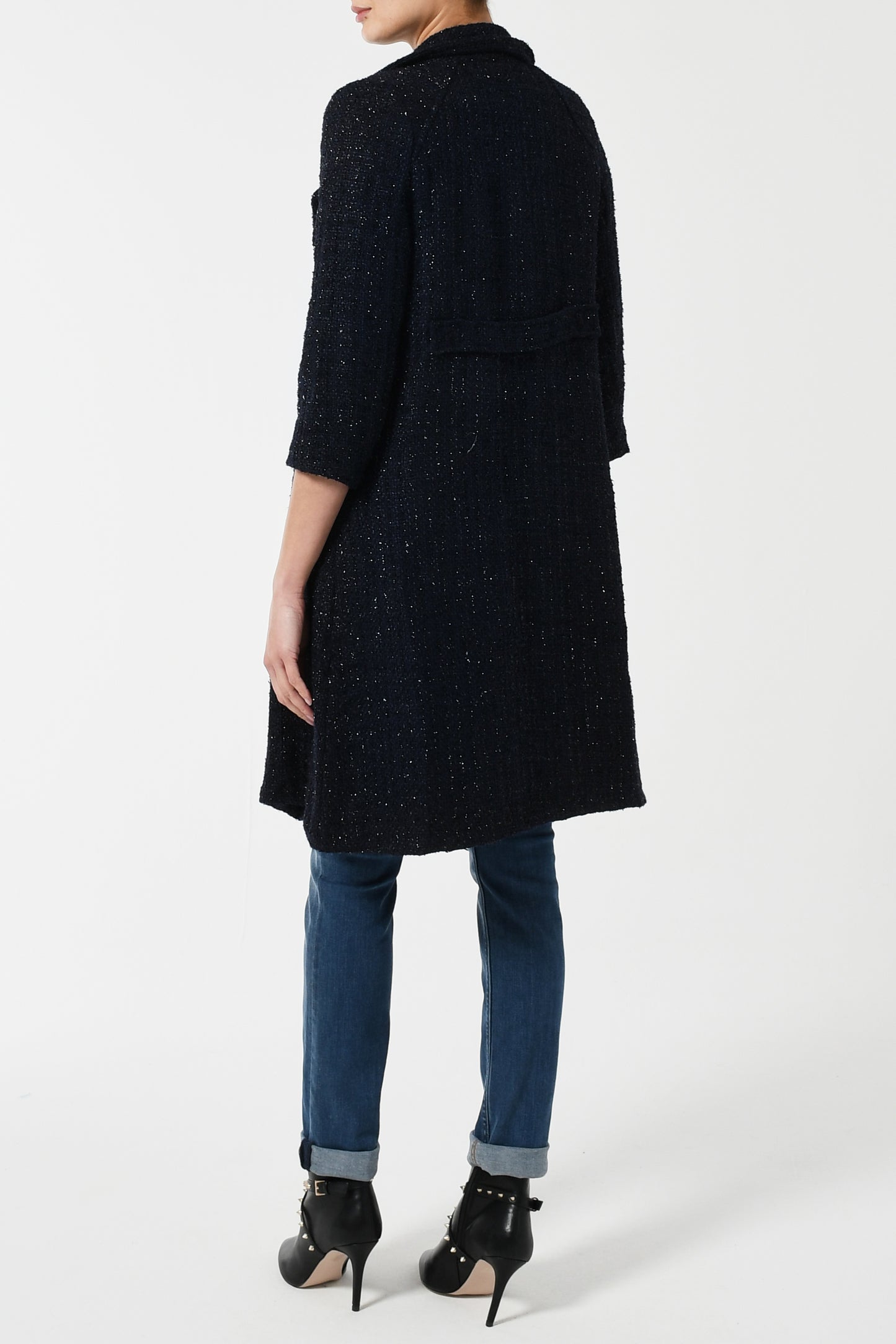 WOOLHAMPTON COAT | NAVY SPARKLE BOUCLE